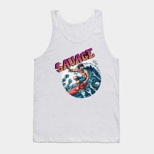 Surf big wild wave. zombie attack Tank Top